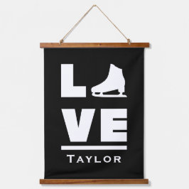 Synchrone liefde en naam tekst voor kunstschaatsen hangend wandkleed