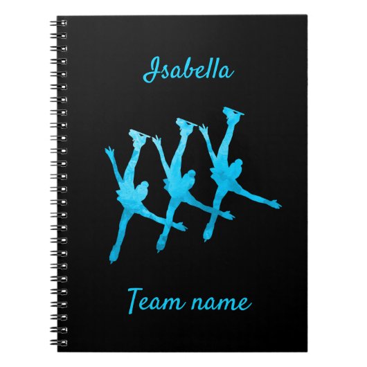 Synchrone skating notitieboek lijn turquoise blauw (Voorkant)