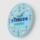 Synchrone zwembad synchrone zwemmeisjes grote klok (Hoek)