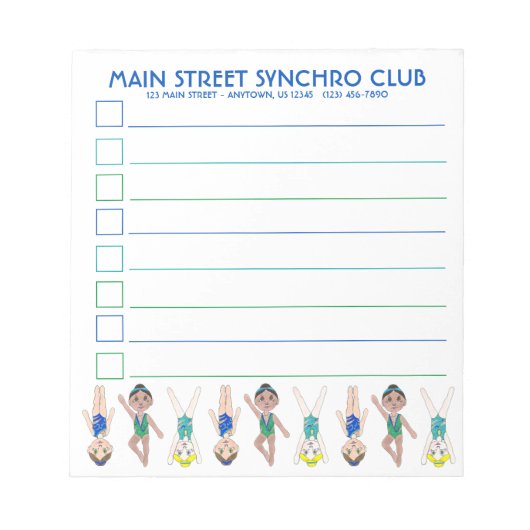 Synchrone zwembad synchrone zwemmeisjes notitieblok (Voorkant)