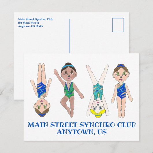 Synchrone zwemsport briefkaart (Voorkant / Achterkant)