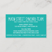 Synchronisatie-weduwenwedstrijd van SWimming Team  Visitekaartje (Achterkant)