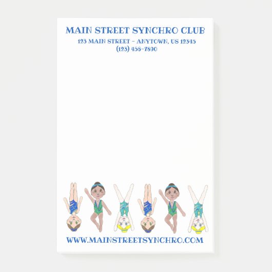 Synchronisatie zwembad team pool coach club post-it® notes (Voorkant)