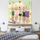 Synchronisatie-zwemretrocollage Canvas Afdruk (Insitu (Slaapkamer))