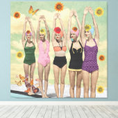 Synchronisatie-zwemretrocollage Canvas Afdruk (Insitu (Houten vloer))