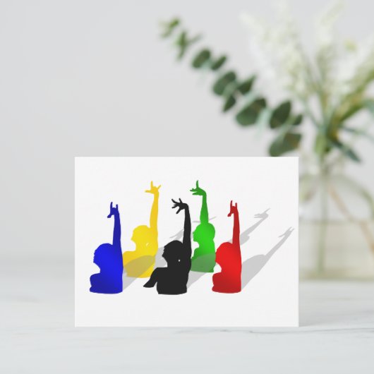 Synchronisch gesynchroniseerde zwemmers briefkaart (Staand voorkant)