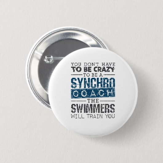 Synchronized Swimming Synchro Coach Crazy Ronde Button 5,7 Cm (Voorkant /achterkant)