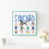 Synchroon synchroon voor synchroon Swimmer Girls S Vierkante Klok (Huis)