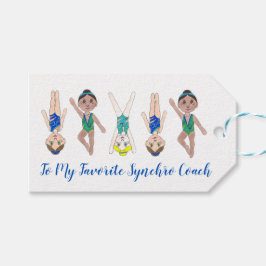 Synchroon van het synchrone zwemteam cadeaulabel