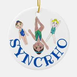 Synchroon van synchroon zwemteam keramisch ornament