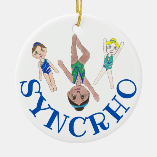 Synchroon van synchroon zwemteam keramisch ornament (Voorkant)