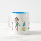 Synchroon van synchroon zwemteam tweekleurige koffiemok (Voorkant links)