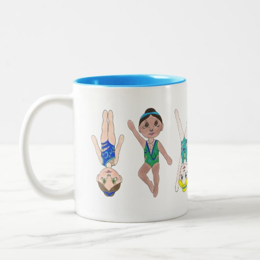 Synchroon van synchroon zwemteam tweekleurige koffiemok (Links)