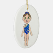 Synchroon zwembaarblauw synchroon keramisch ornament (Rechts)