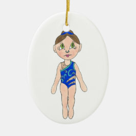 Synchroon zwembaarblauw synchroon keramisch ornament