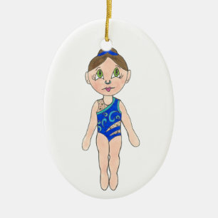 Synchroon zwembaarblauw synchroon keramisch ornament