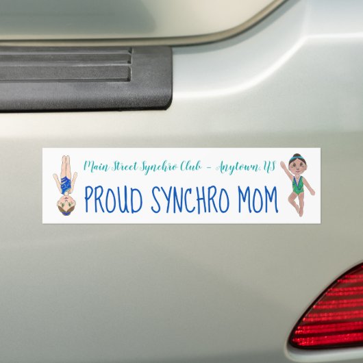 Synchroon zwembad Team Proud Synchro Mam Bumpersticker (Op auto)