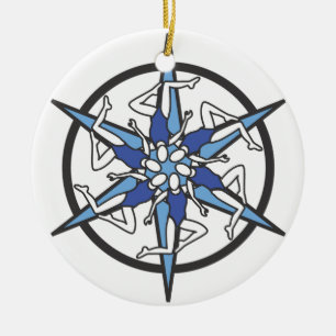 Synchroon zwemCirkel Logo in blauw Keramisch Ornament