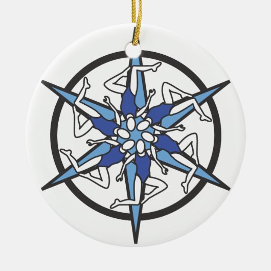 Synchroon zwemCirkel Logo in blauw Keramisch Ornament (Voorkant)