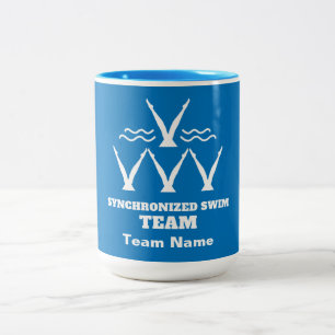Synchroon zwemteam tweekleurige koffiemok