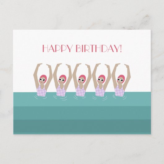 Synchrozwemmers | Zwemmen Illustratie Verjaardag Briefkaart (Voorkant)