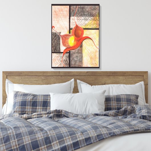 Synergy Hand-geïllustreerde (Ebony Edge) Canvas Ar Afdruk (Insitu (Slaapkamer))