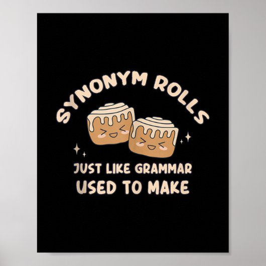 Synoniem Rolls Joke Cinnamon Rolls Grammatica Pun Poster (Voorkant)