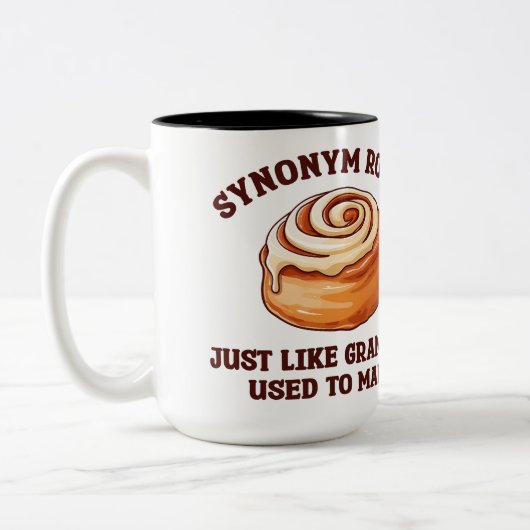 Synoniembroodjes - enkel zoals de grammatica gebru tweekleurige koffiemok (Links)
