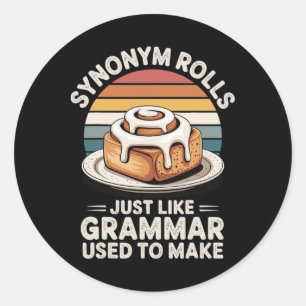 Synoniemen rollen net zoals Grammatica vroeger maa Ronde Sticker