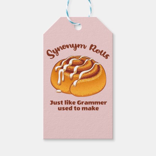 Synonym rollen net als een grijsmachine die gebrui cadeaulabel (Voorkant)