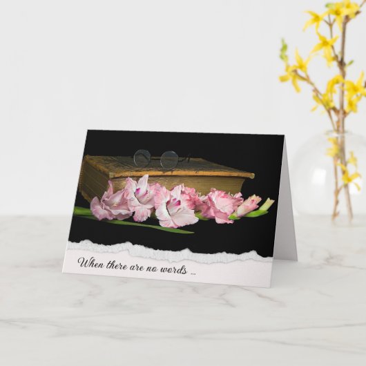 Synpathie Gladiolus en glazen op de bijbel Kaart (Gele Bloem)