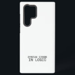 Syntax Error In Logic Minimalist Technical  Samsung Galaxy Hoesje<br><div class="desc">High-output structural integrity. Durable casing with sharp black typewriter text,  designed for a modern and industrial tech aesthetic that guards against flawed data.</div>