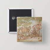 Syntax sketching na natuur vierkante button 5,1 cm (Voorkant /achterkant)