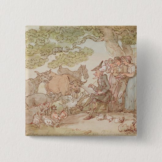 Syntax sketching na natuur vierkante button 5,1 cm (Voorkant)