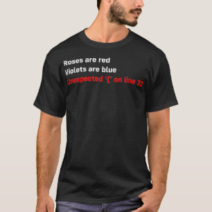 Syntaxisfout T-shirt - ProgrammeerRozen zijn rood