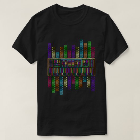 Synth Piano Techno Synthesizer Analoog toetsenbord T-shirt (Design voorkant)