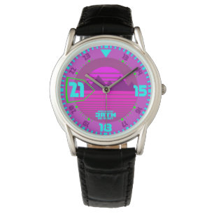 Synth Style 80s 80s retro paars Horloge