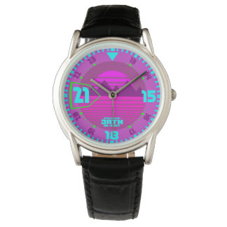 Synth Style 80s 80s retro paars Horloge