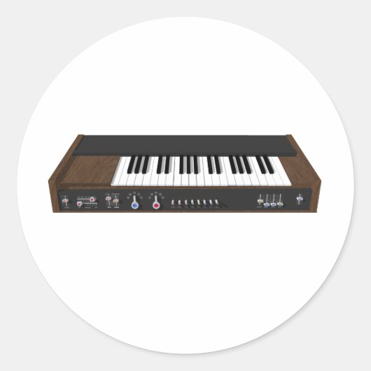  synthesizer: 3D-model: Ronde Sticker (Voorkant)