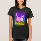 Synthesizer Cat Retro Synth Vaporwave Keyboard T-shirt (Voorkant)