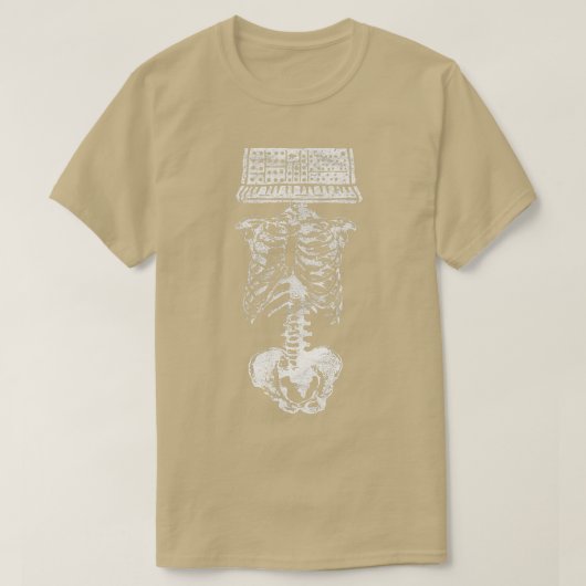 Synthesizer Head Skeleton Nerd Producer Studio Ana T-shirt (Design voorkant)