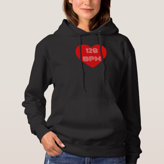 Synthesizer I Love 128 bpm voor dansfans Hoodie (Voorkant)
