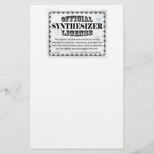 Synthesizer-licentie Briefpapier (Voorkant)