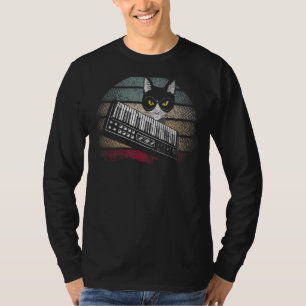 Synthesizer met kattenretro Synthetisch dampgolfka T-shirt