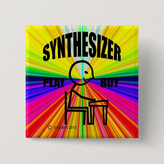Synthesizer Play Boy Vierkante Button 5,1 Cm (Voorkant)