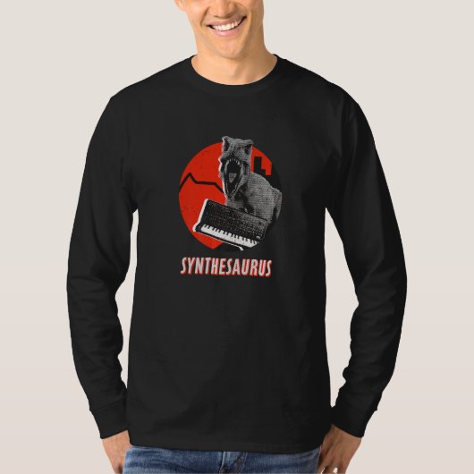 Synthesizer Synthesaurus Retro Analoog Rex Synth T-shirt (Voorkant)