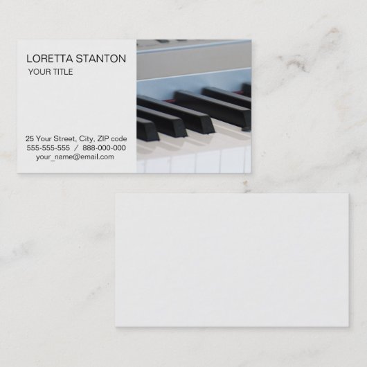 Synthesizer toetsenbord visitekaartje (Voorkant / Achterkant)