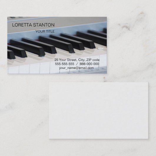 Synthesizer toetsenbord visitekaartje (Voorkant / Achterkant)