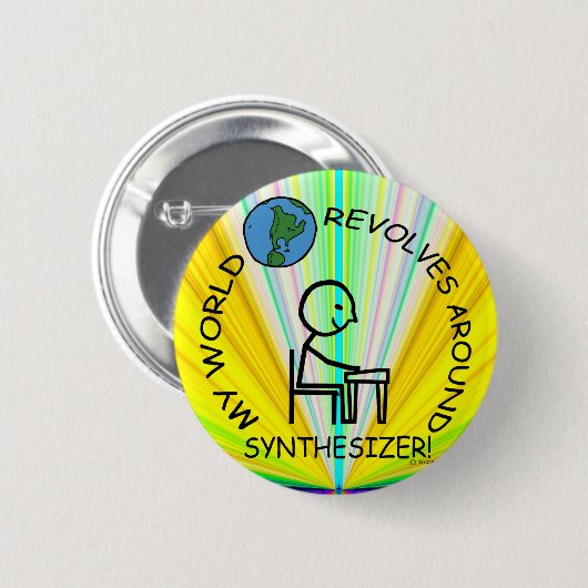 Synthesizer - Wereld draait rond Ronde Button 5,7 Cm (Voorkant /achterkant)