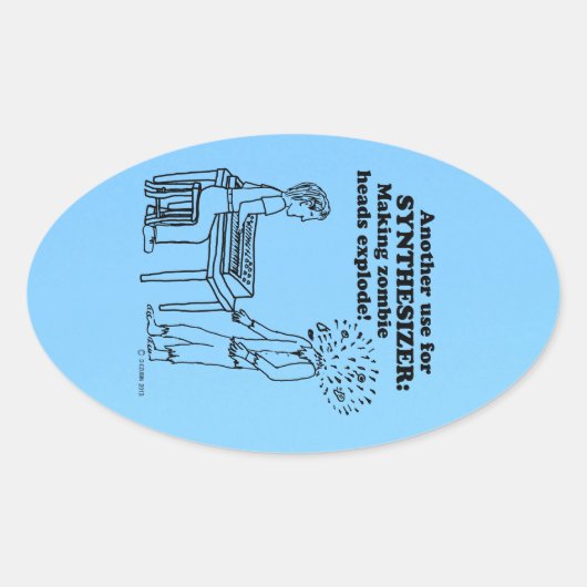 Synthesizer Zombie Explode Oval Sticker (Voorkant)